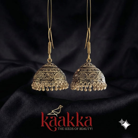 Mughal Brass Oxidised Jhumka - BE15